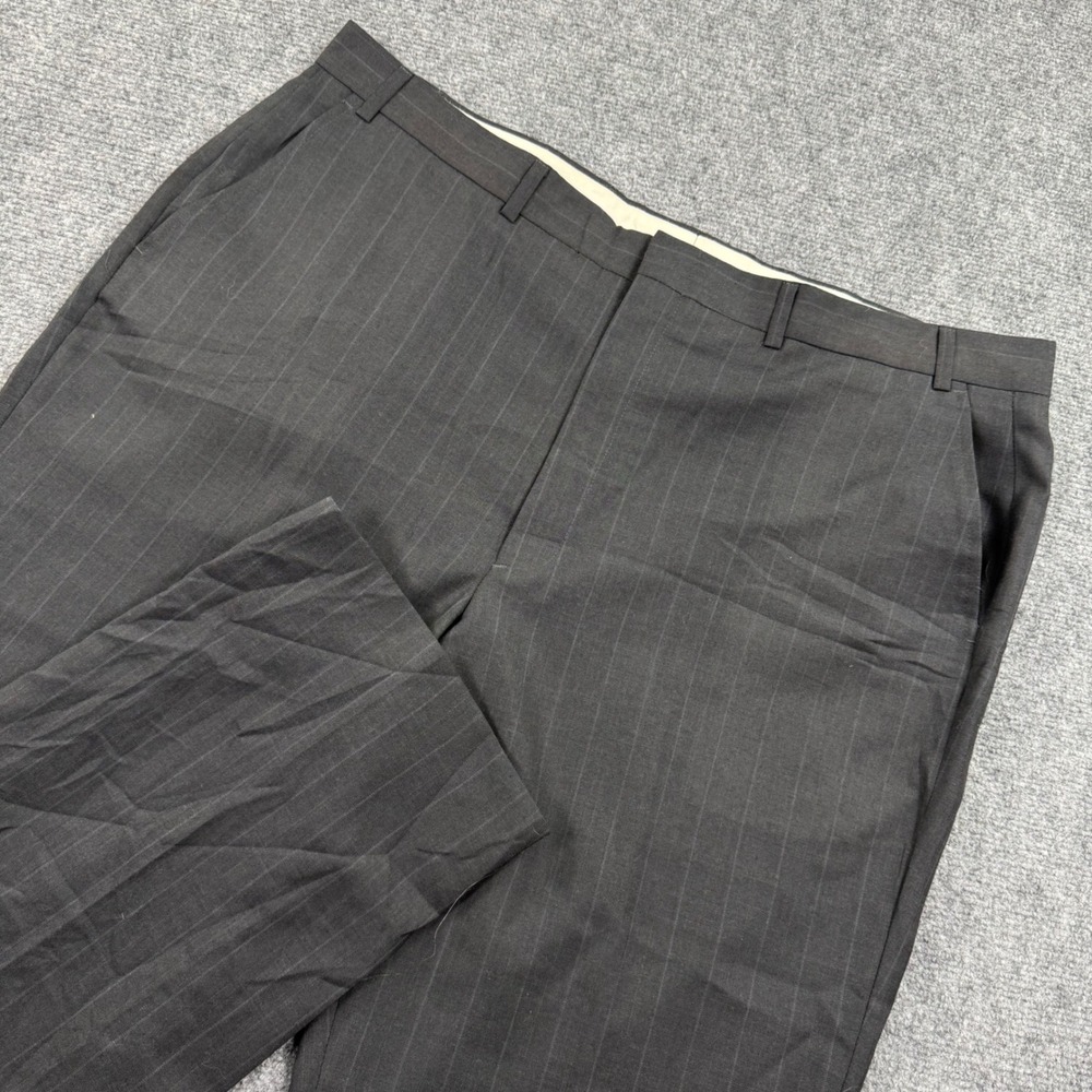 Towncraft Dress Pants 42x32 Black Pinstripe Wool Blend‎ Custom Fit Suits Mens